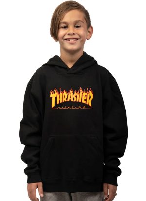 Thrasher youth flame black